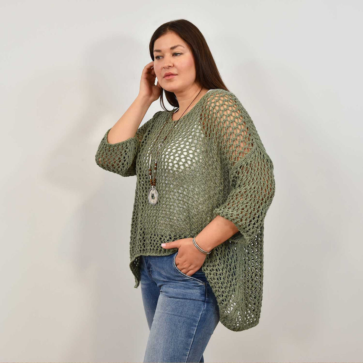 Maxi Jersey Calado Pico – Kaki