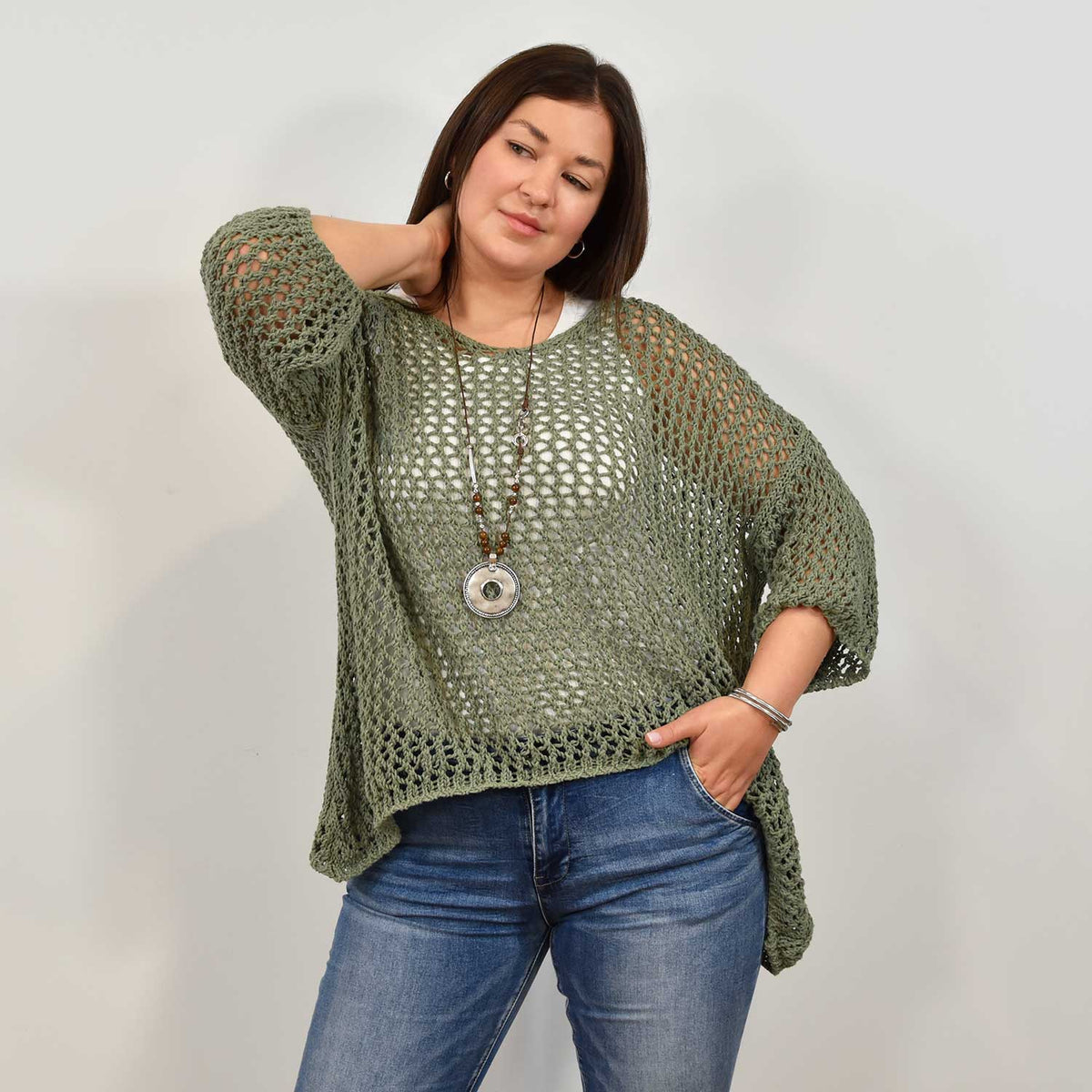 Maxi Jersey Calado Pico – Kaki