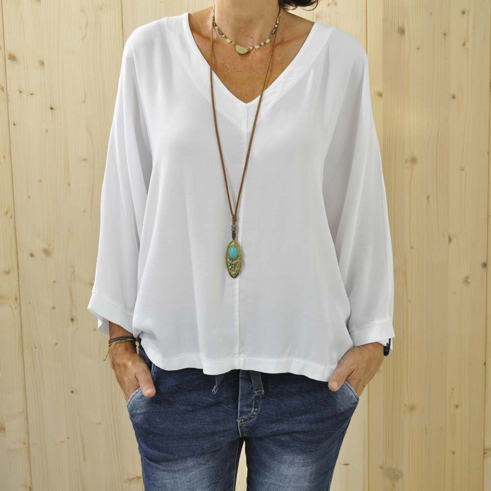 Blusa Pico Elegance – Blanca