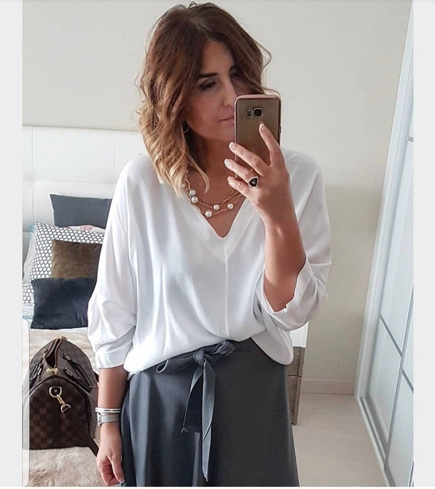 Blusa Pico Elegance – Blanca