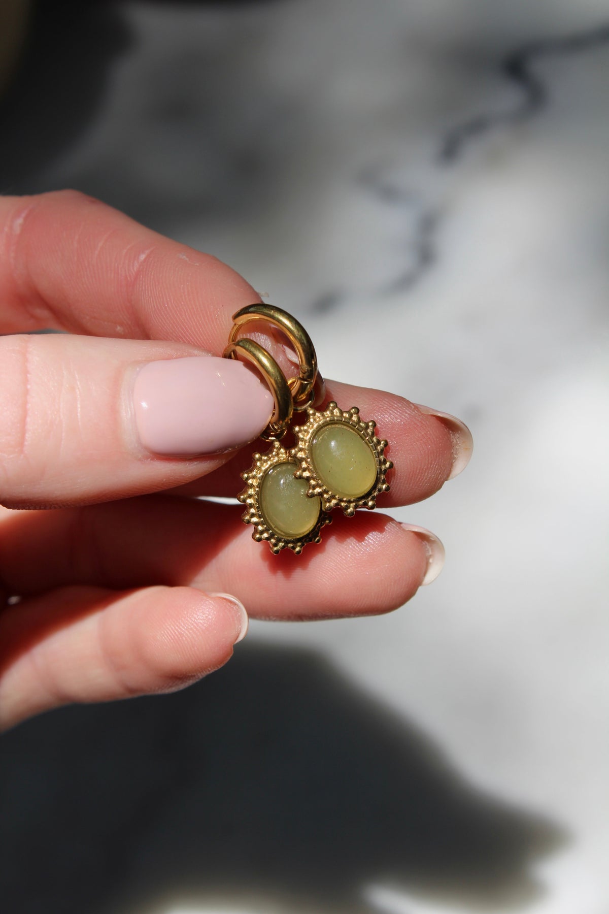 Luna – Pendientes de Piedra Natural – Acero Inoxidable
