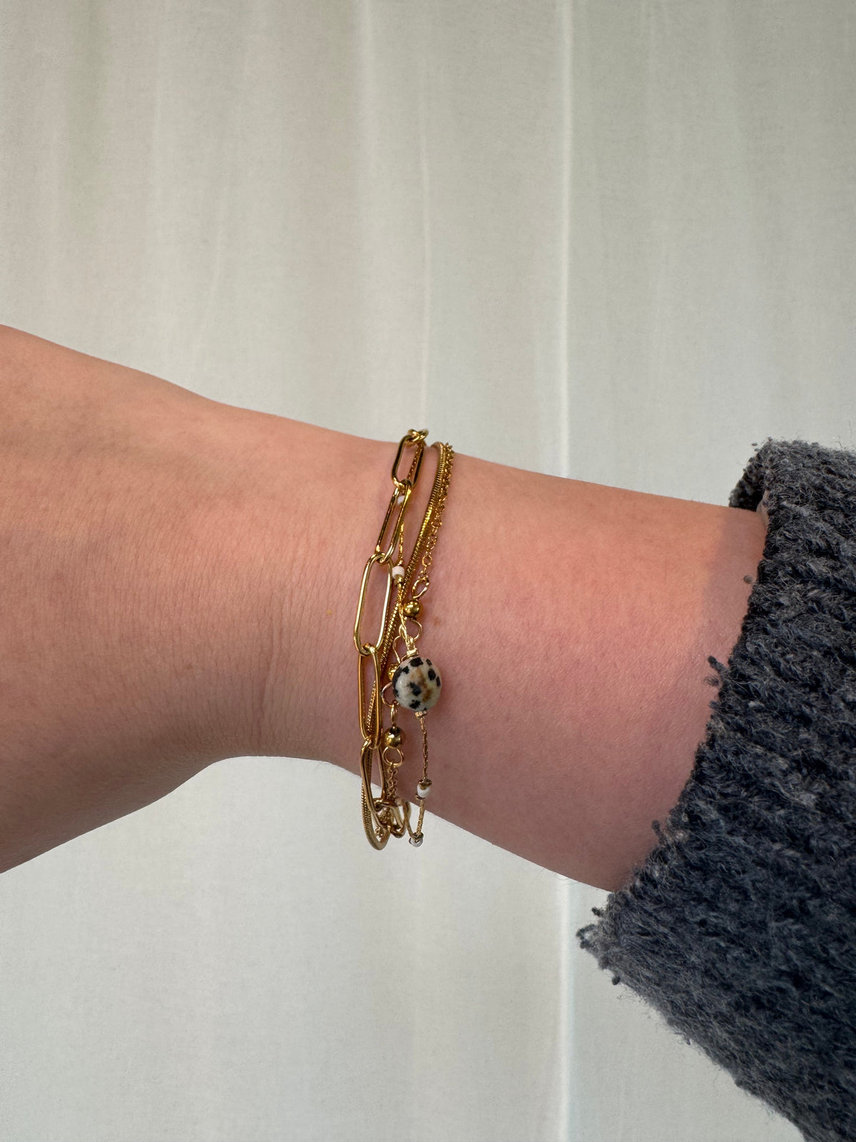 Eloise - Pulsera - Piedra natural - 4 capas - Acero inoxidable