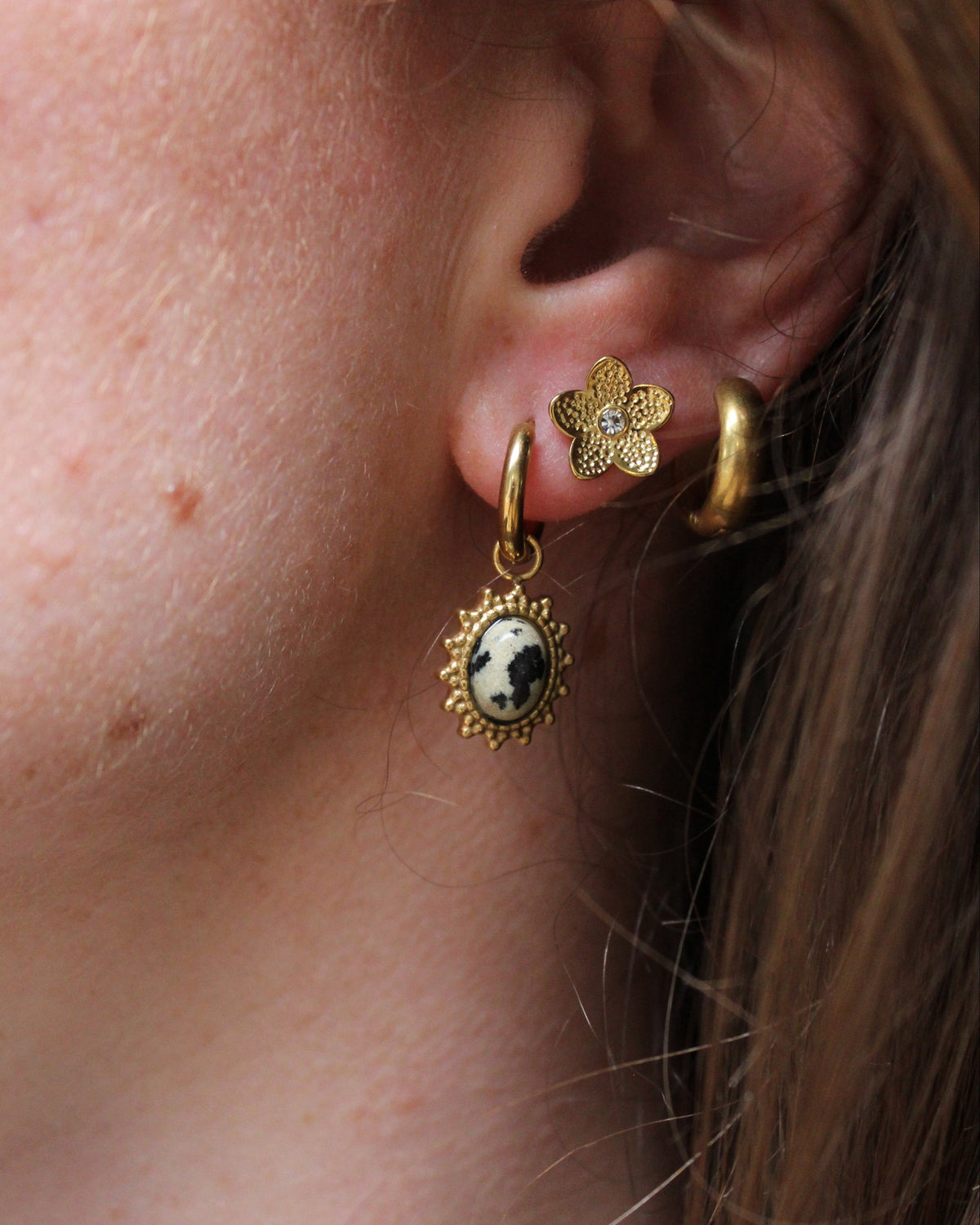 Luna – Pendientes de Piedra Natural – Acero Inoxidable