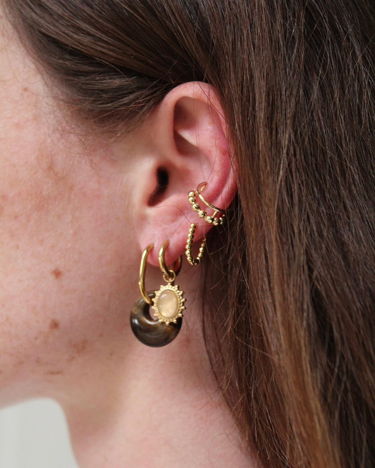 Luna – Pendientes de Piedra Natural – Acero Inoxidable