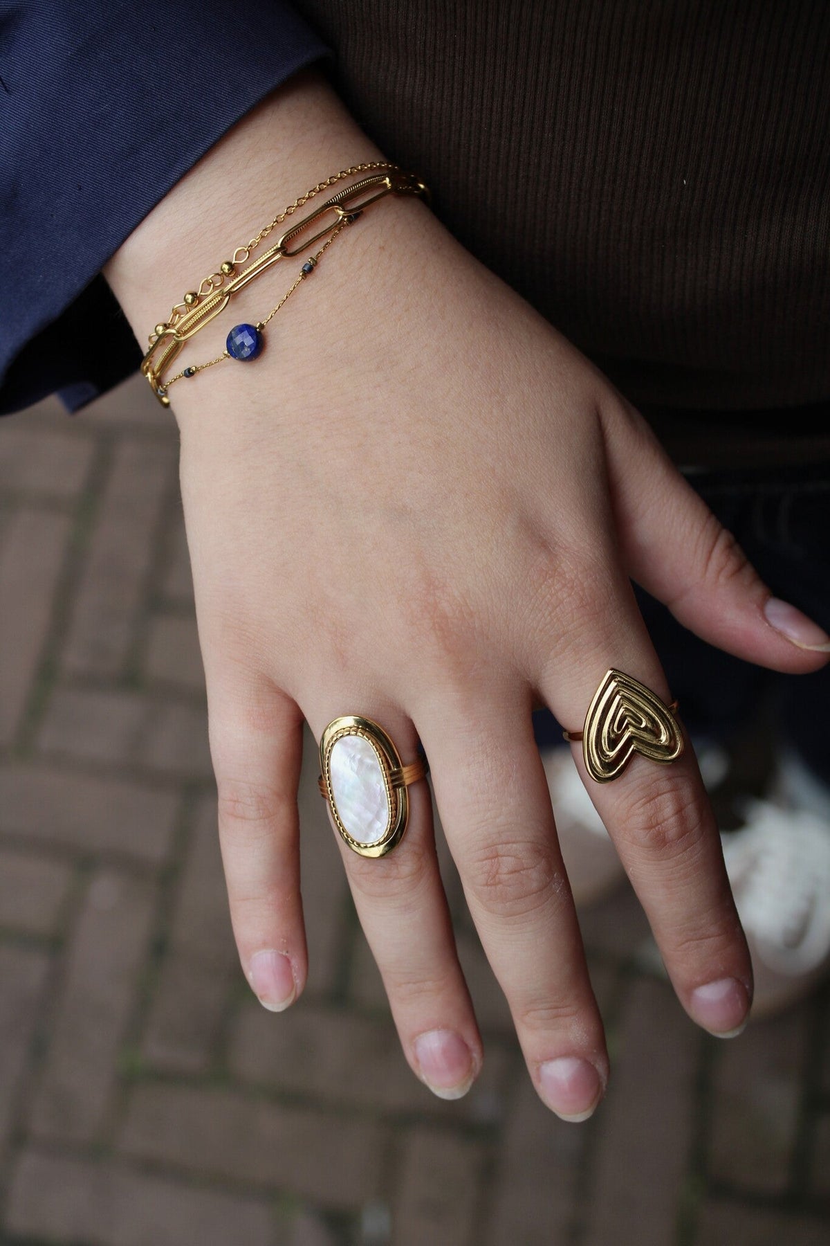 Eloise - Pulsera - Piedra natural - 4 capas - Acero inoxidable