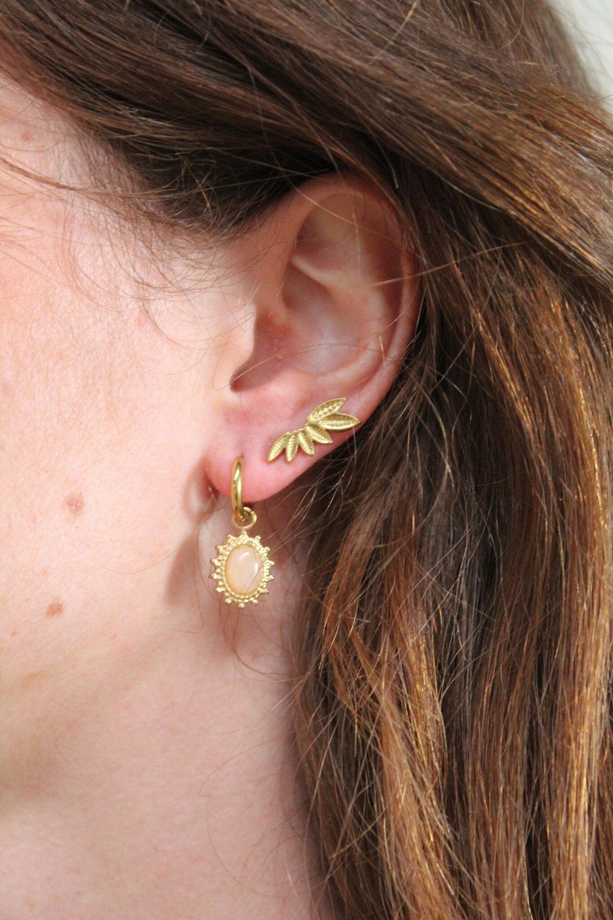 Luna – Pendientes de Piedra Natural – Acero Inoxidable