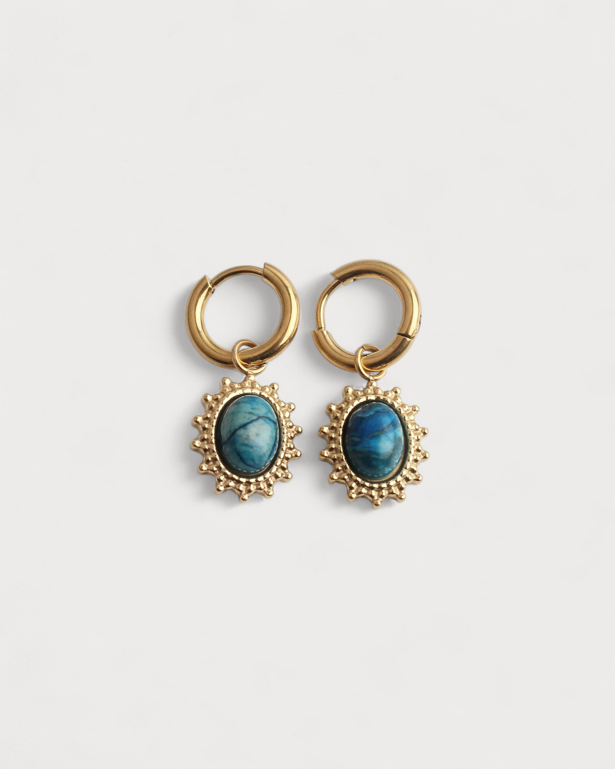 Luna – Pendientes de Piedra Natural – Acero Inoxidable
