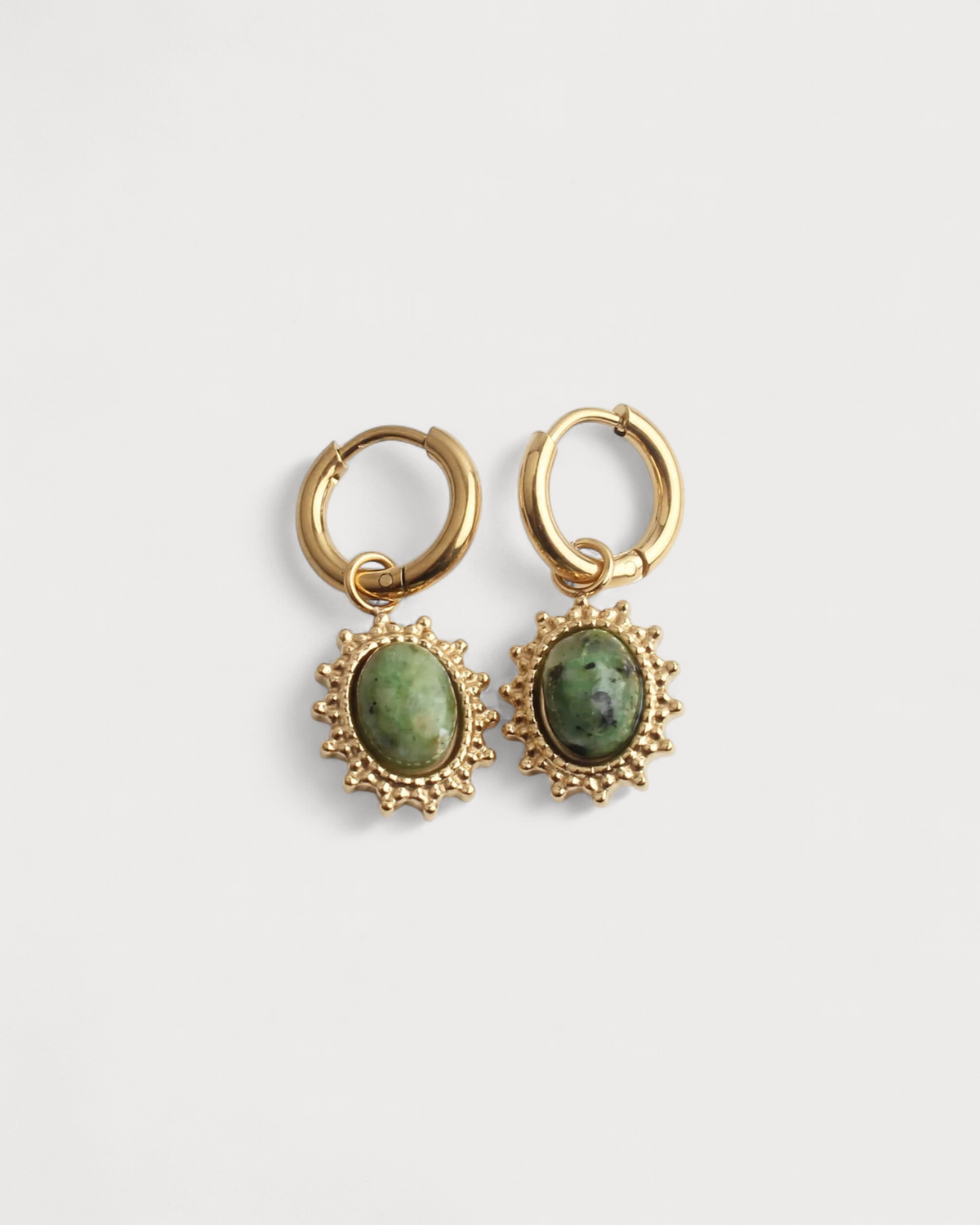 Luna – Pendientes de Piedra Natural – Acero Inoxidable