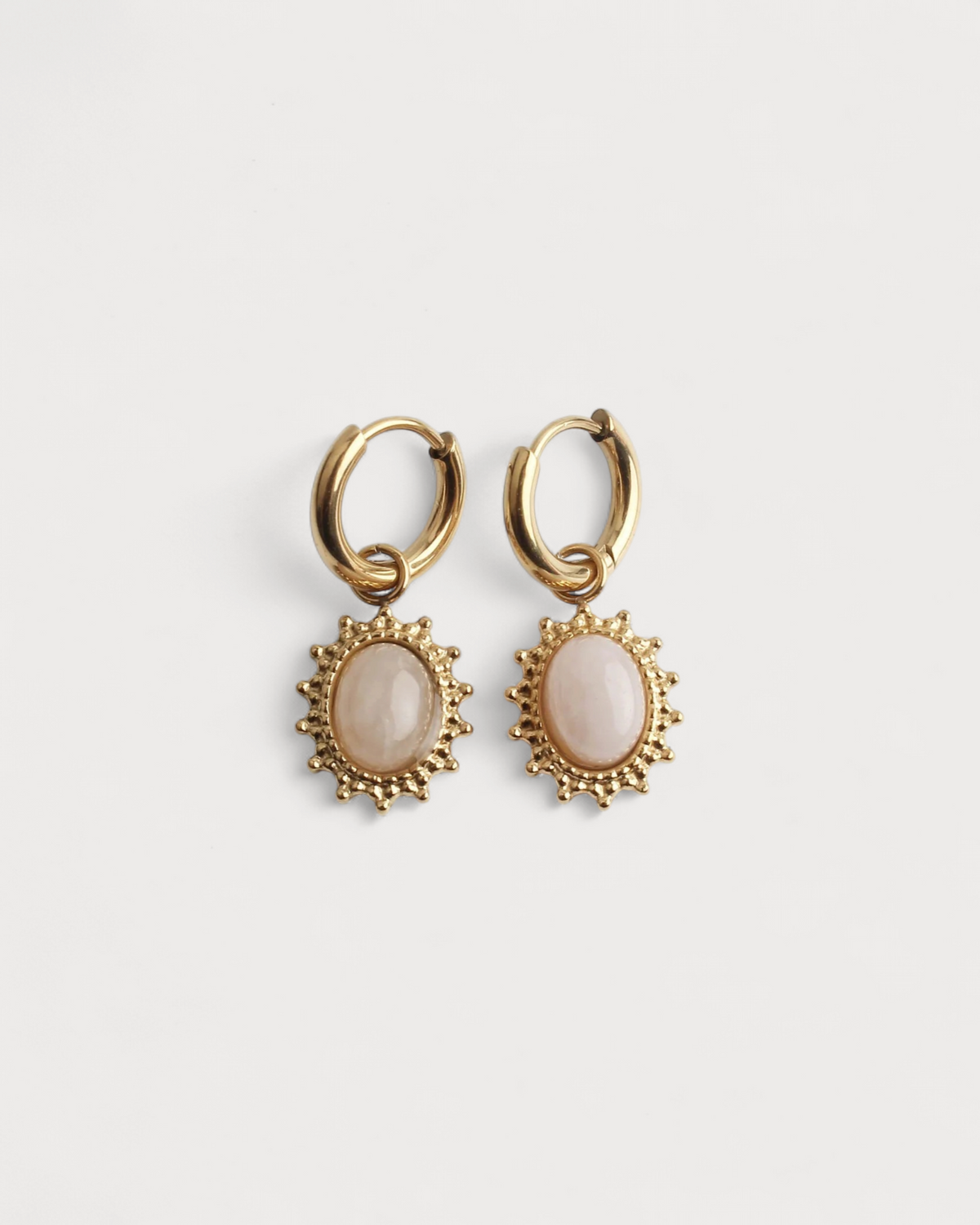 Luna – Pendientes de Piedra Natural – Acero Inoxidable