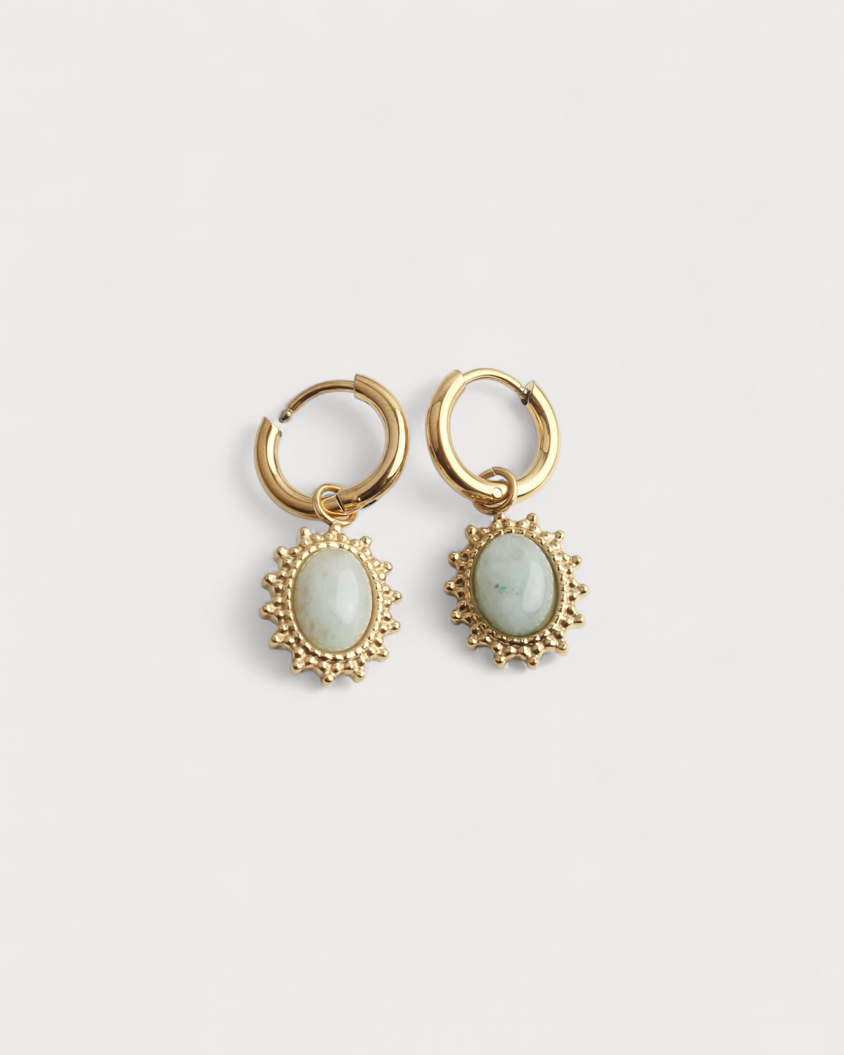 Luna – Pendientes de Piedra Natural – Acero Inoxidable