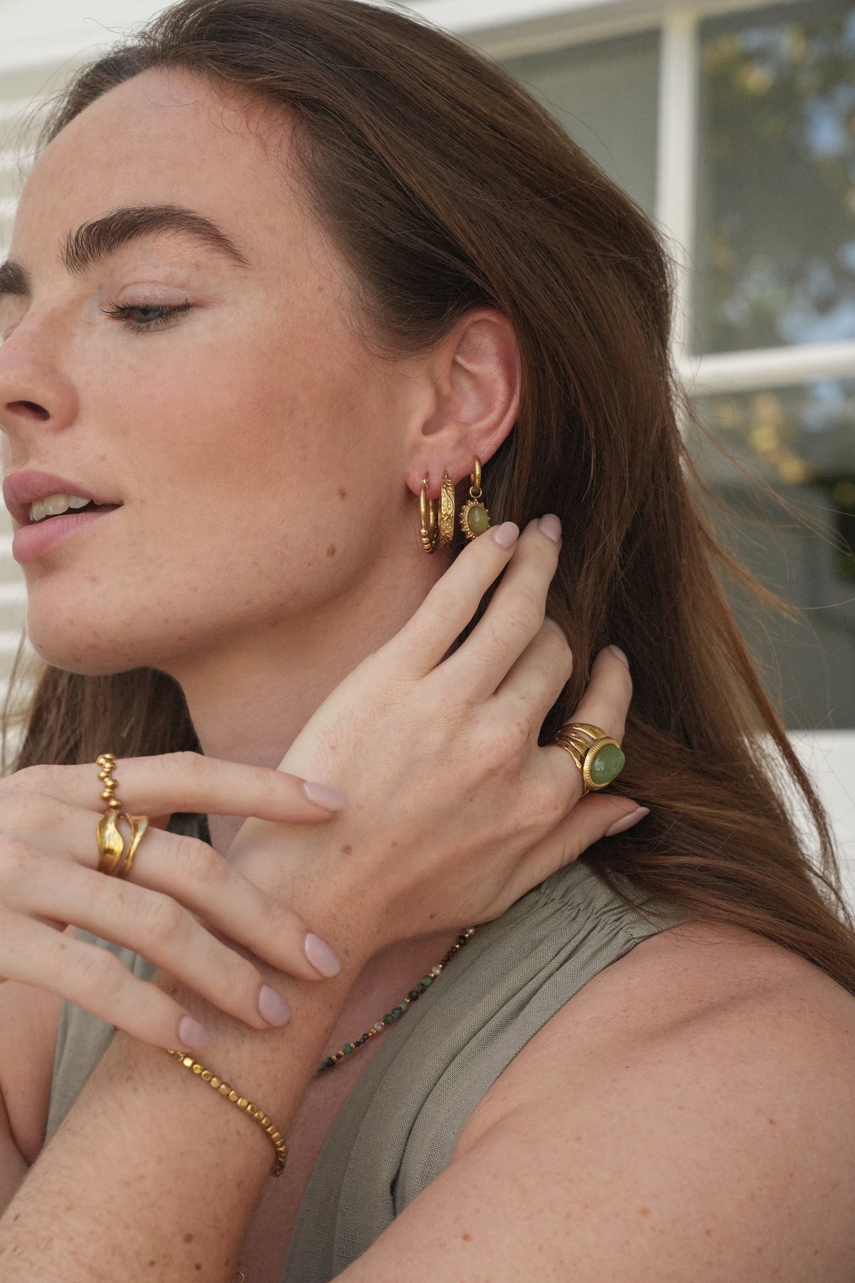 Luna – Pendientes de Piedra Natural – Acero Inoxidable