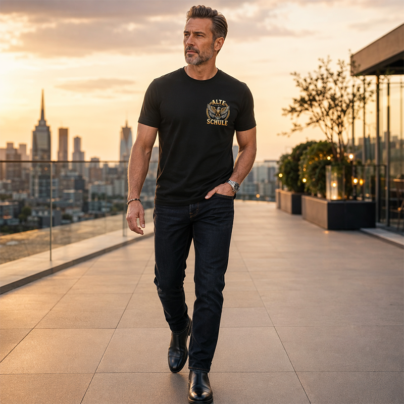 Urban Eagle 🦅 - Camiseta de hombre estampada de manga corta y cuello redondo