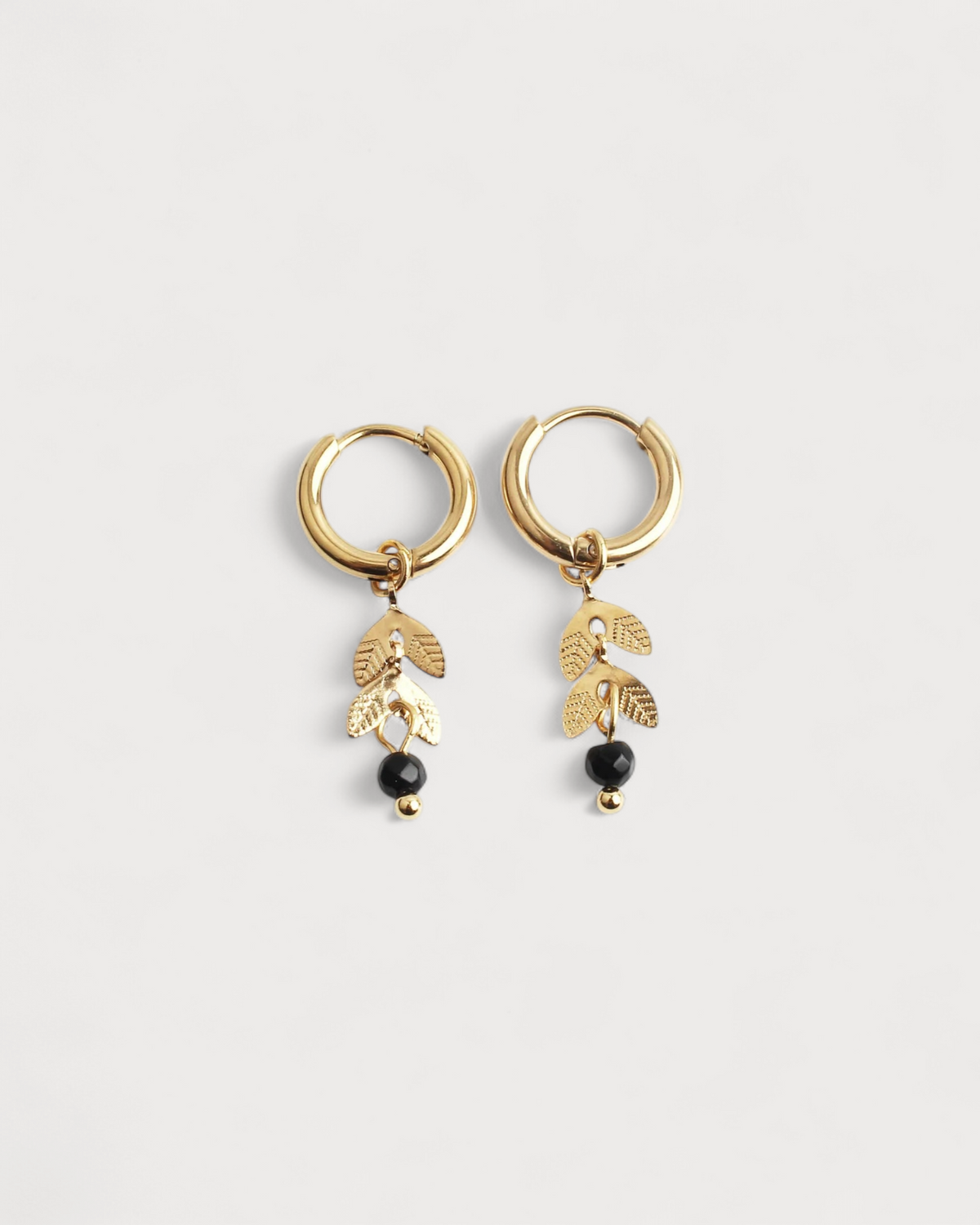 Stone Leaf - Pendientes - Piedra natural - Acero inoxidable