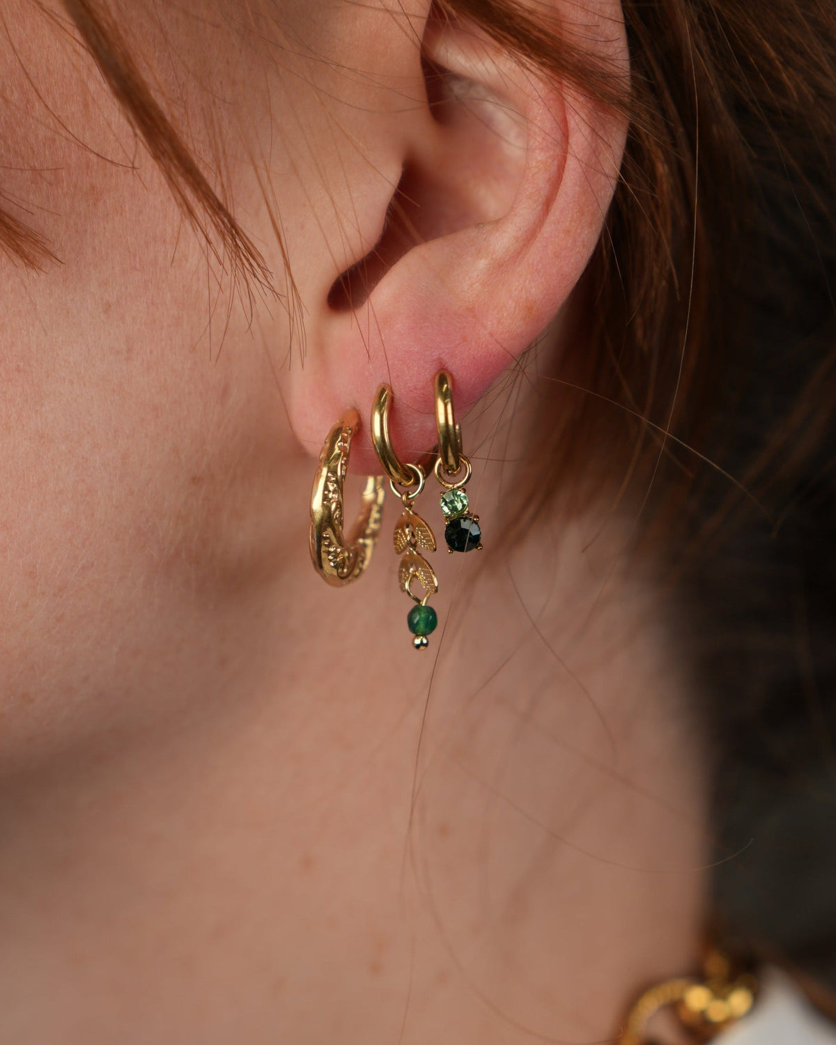 Stone Leaf - Pendientes - Piedra natural - Acero inoxidable