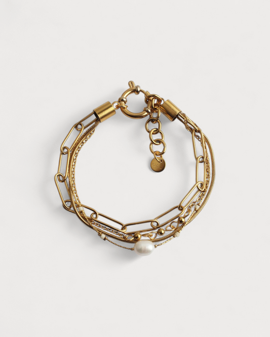 Eloise - Pulsera - Piedra natural - 4 capas - Acero inoxidable