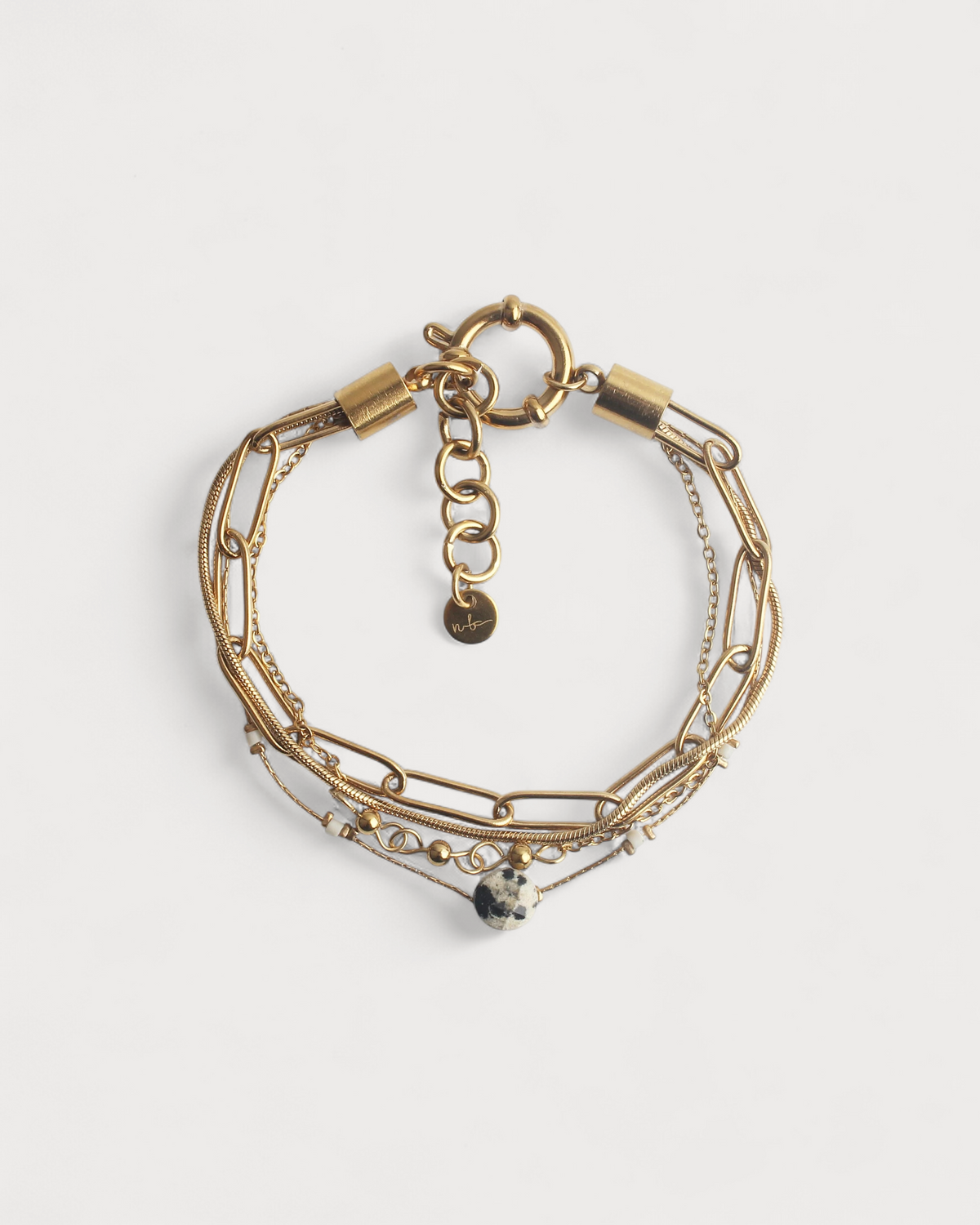 Eloise - Pulsera - Piedra natural - 4 capas - Acero inoxidable